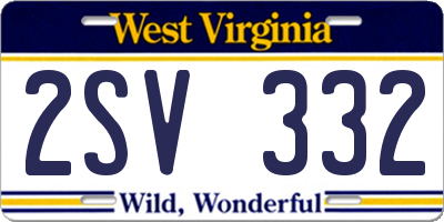 WV license plate 2SV332