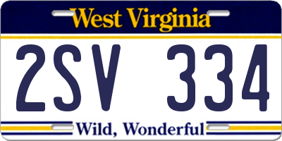 WV license plate 2SV334