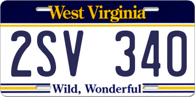WV license plate 2SV340