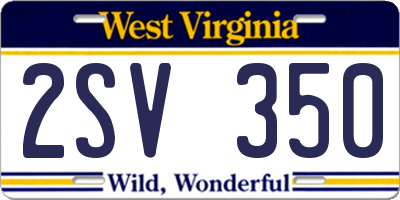WV license plate 2SV350