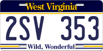 WV license plate 2SV353