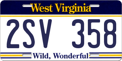 WV license plate 2SV358