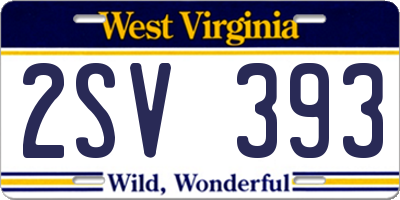 WV license plate 2SV393