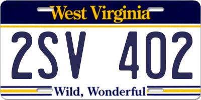 WV license plate 2SV402