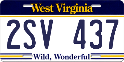 WV license plate 2SV437