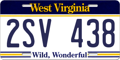 WV license plate 2SV438