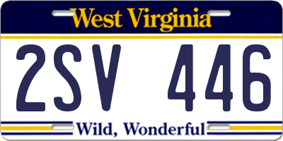 WV license plate 2SV446