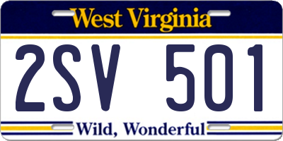 WV license plate 2SV501