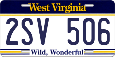 WV license plate 2SV506
