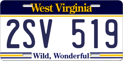 WV license plate 2SV519
