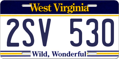 WV license plate 2SV530