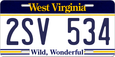 WV license plate 2SV534