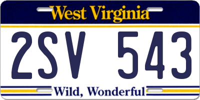 WV license plate 2SV543