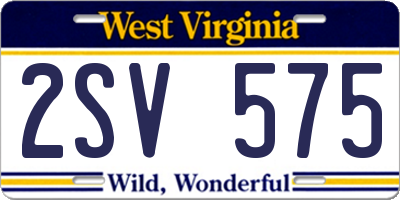 WV license plate 2SV575