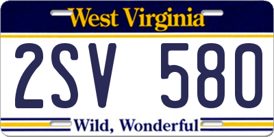 WV license plate 2SV580