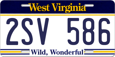 WV license plate 2SV586
