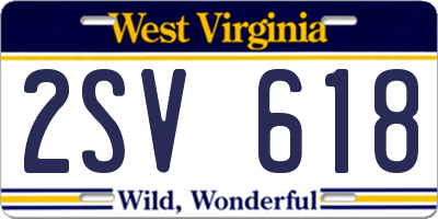 WV license plate 2SV618