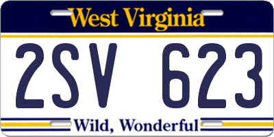 WV license plate 2SV623