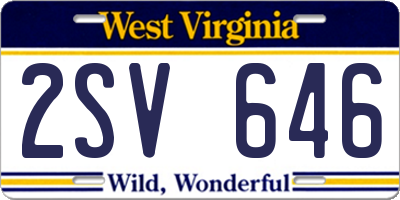 WV license plate 2SV646