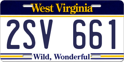 WV license plate 2SV661