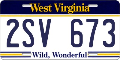 WV license plate 2SV673