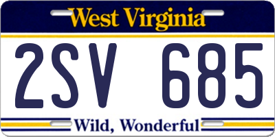 WV license plate 2SV685