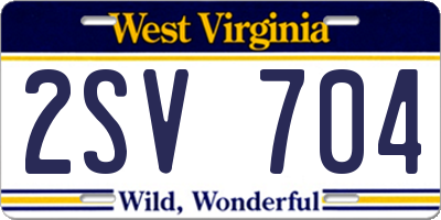 WV license plate 2SV704