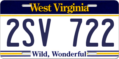WV license plate 2SV722