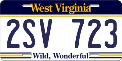 WV license plate 2SV723