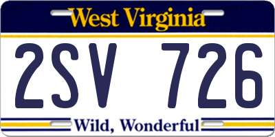 WV license plate 2SV726
