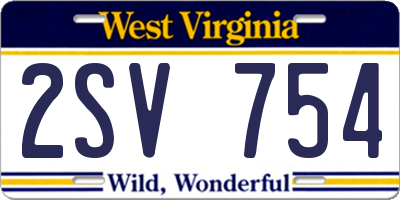 WV license plate 2SV754