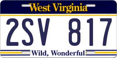 WV license plate 2SV817