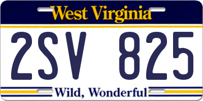 WV license plate 2SV825