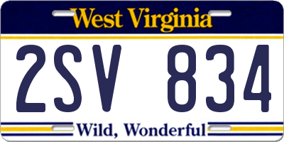 WV license plate 2SV834