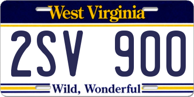 WV license plate 2SV900