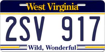 WV license plate 2SV917