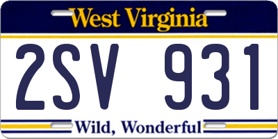 WV license plate 2SV931