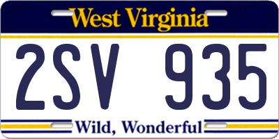 WV license plate 2SV935