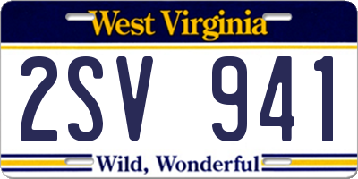 WV license plate 2SV941