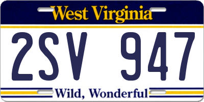 WV license plate 2SV947