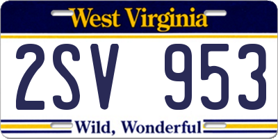 WV license plate 2SV953