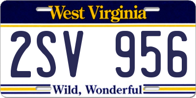WV license plate 2SV956