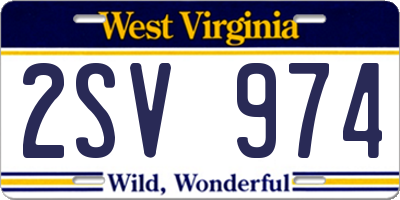 WV license plate 2SV974