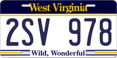 WV license plate 2SV978