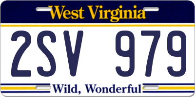 WV license plate 2SV979