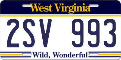 WV license plate 2SV993