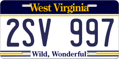 WV license plate 2SV997