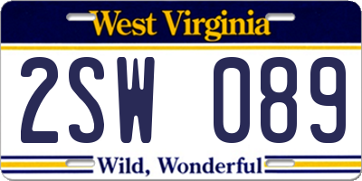 WV license plate 2SW089