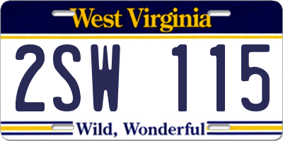WV license plate 2SW115