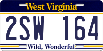 WV license plate 2SW164